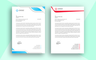 Professional Letterhead Design Corporate Style Template in Red and Blue