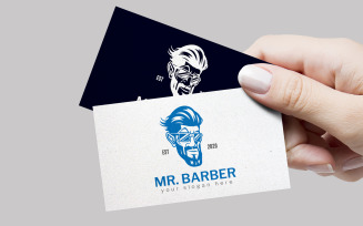 MR. Barber Logo Design Template