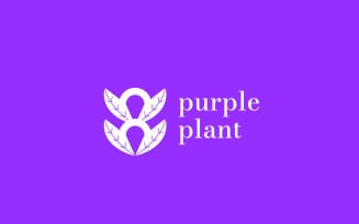 Purple Plant Logo Design Concept