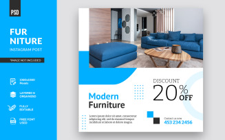 Blue Furniture Design Instagram Post Social Media