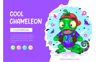 Chameleon Cartoon Character Vector