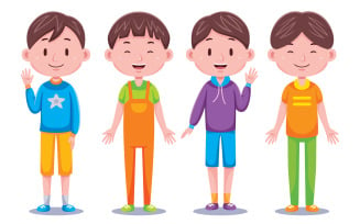 Cute Boy Kids - Vector Illustration