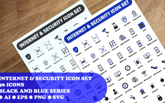 Internet And Security Icon Set template