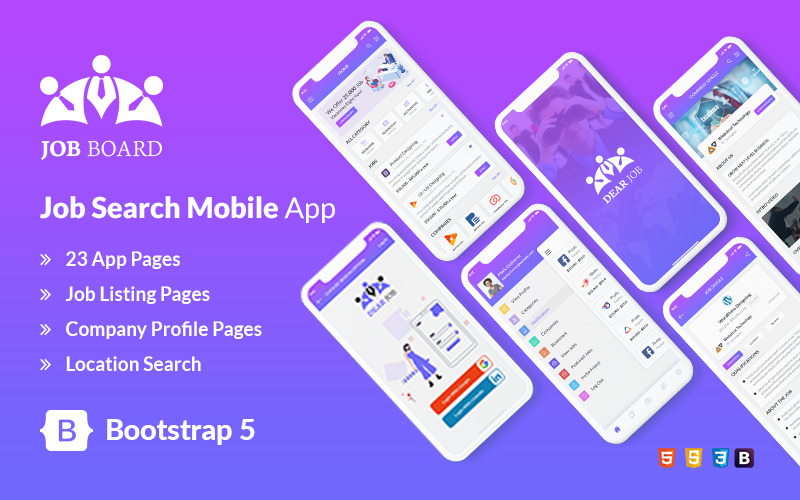 Job Board Mobile app HTML Template Website Template