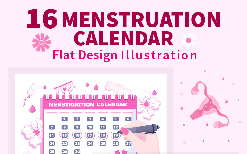 16 Menstruation Calendar Women Illustration