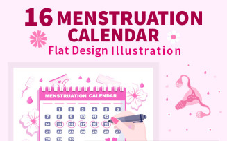 16 Menstruation Calendar Women Illustration