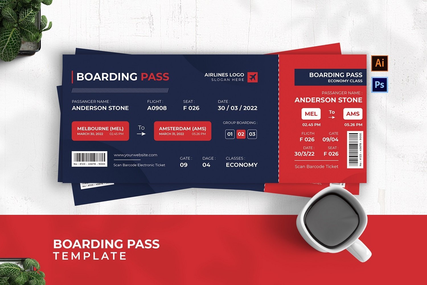 Template #188814 Boarding Flight Webdesign Template - Logo template Preview