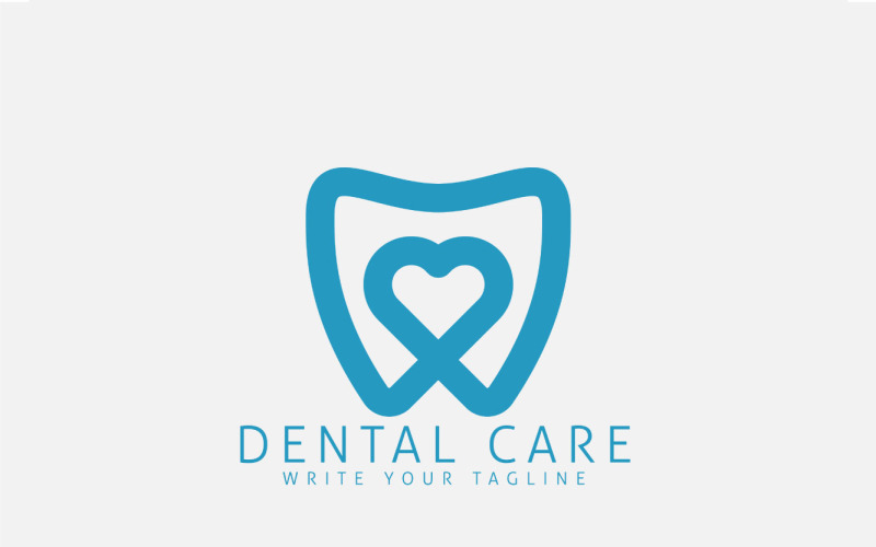 Dental Care Medical Logo With Love Logo Template