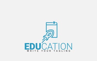 Education Logo Design With Rocket