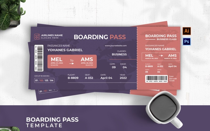 Flight Transport Boarding Pass Corporate Identity
