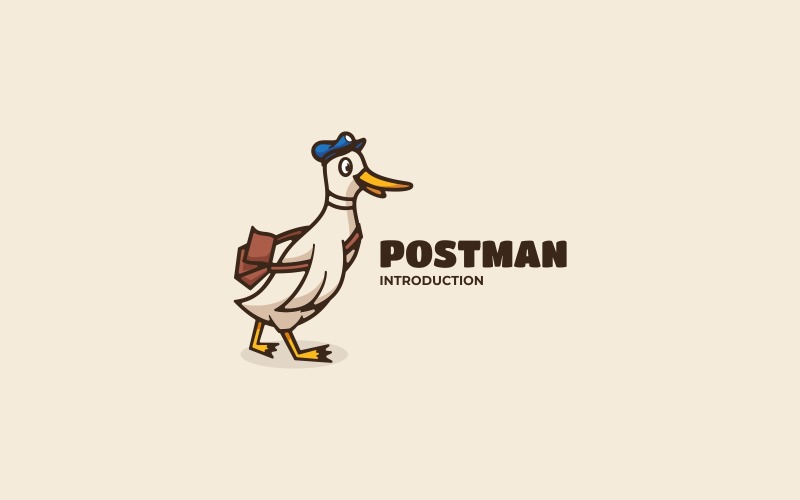 Postman Duck Cartoon Logo Logo Template