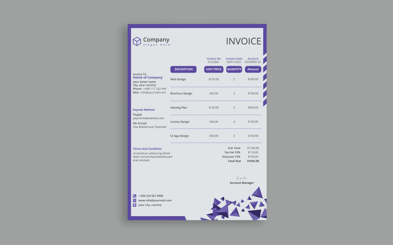 Unique Invoice Layout Design Corporate Identity