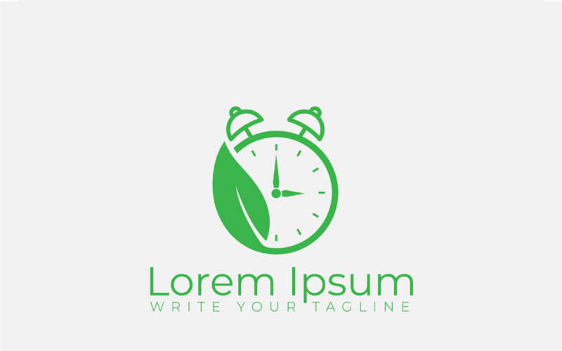 Watch Logo With Green Leaves Logo Template