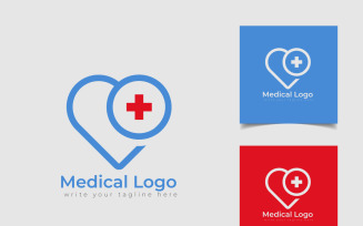 Care Medical Logo With Cross Icons