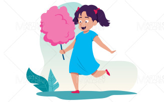 Cotton Candy Girl Vector Illustration