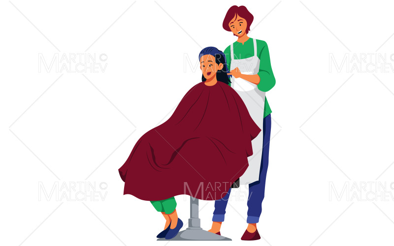 Hairdresser Female on White Vector Illustration