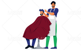 Hairdresser Male on White Vector Illustration