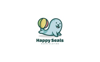 Happy Seals Cartoon Logo Template