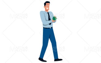 Man Counting Money Vector Illustration