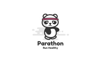 Marathon Panda Cartoon Logo