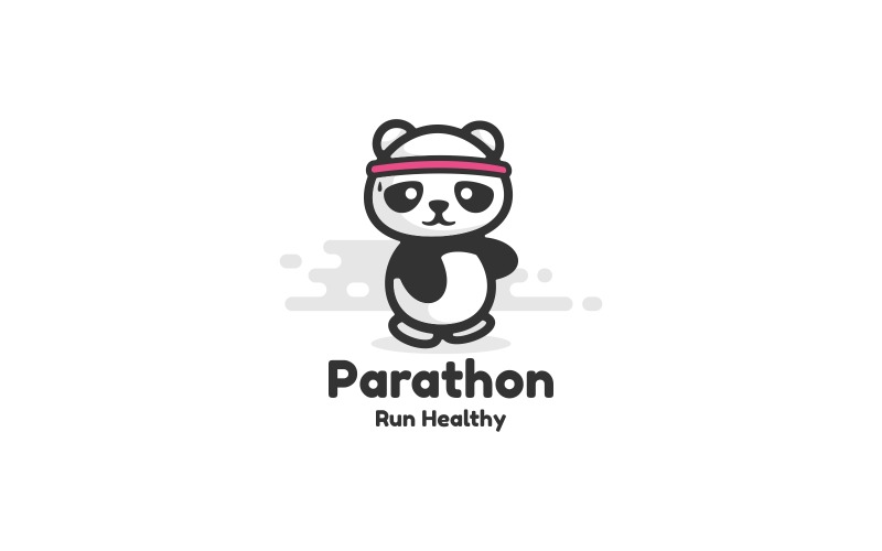 Marathon Panda Cartoon Logo Logo Template