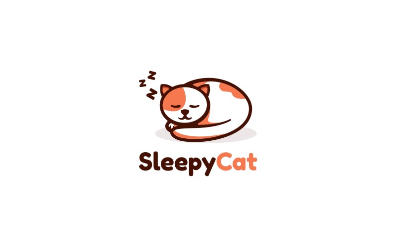 Sleepy Cat Mascot Cartoon Logo Logo Template