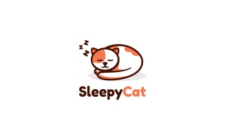 Sleepy Cat Mascot Cartoon Logo