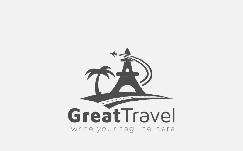 Travel Logo With Eiffel Tower Logo Template