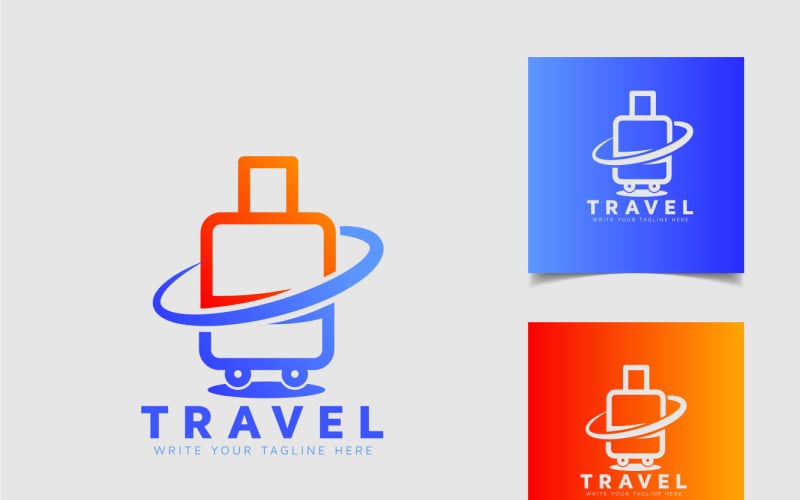 Travle Logo Design Template With Bag Logo Template
