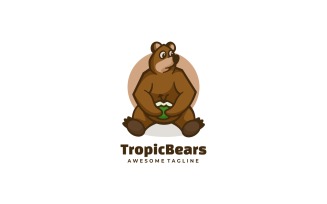 Tropic Bear Mascot Cartoon Logo
