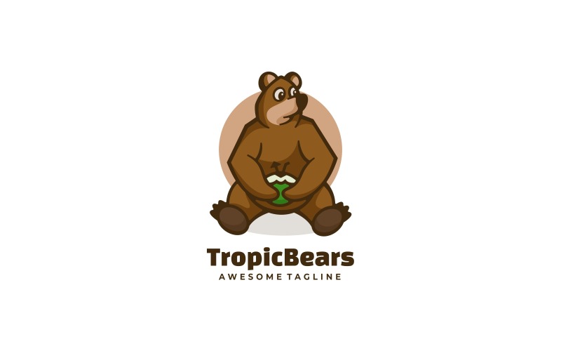 Tropic Bear Mascot Cartoon Logo Logo Template