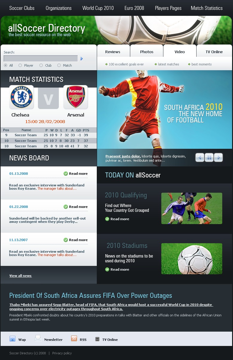 Soccer Website Template #18926