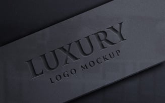 Debossed Sign 3D Luxury Logo Mockup Black Paper