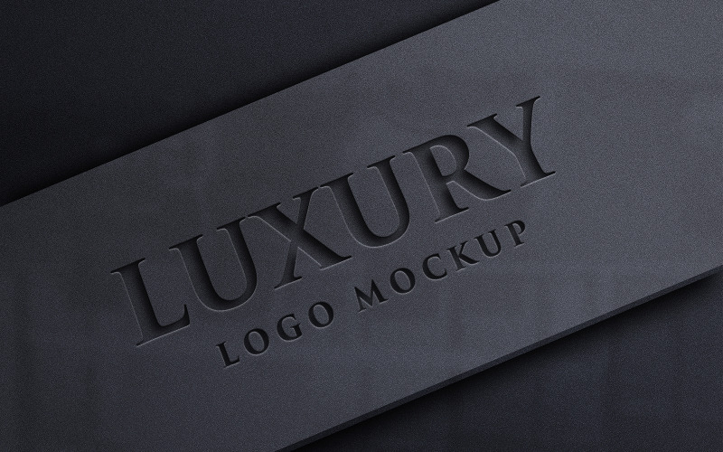 Debossed Sign 3D Luxury Logo Mockup Black Paper Product Mockup