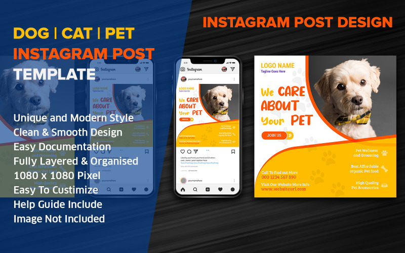Dog Pet Social Media Post Design Instagram Template