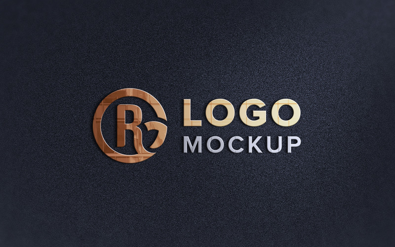 Embossed Logo Mockup Sign Black Wall Presentation Product Mockup