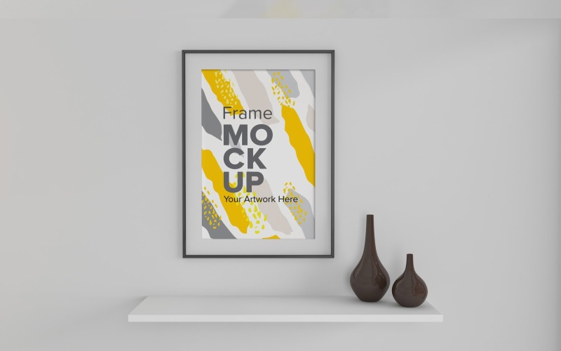 Frame Mockup with Vases on the Shelf Template Mockup Product Mockup