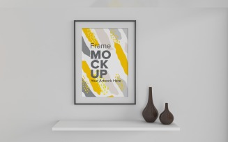 Frame Mockup with Vases on the Shelf Template Mockup