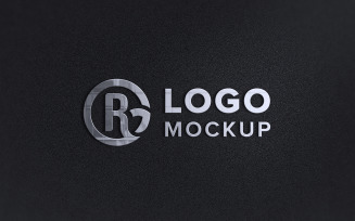 Metallic Logo Mockup Sign Black Wall Presentation