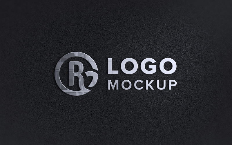 Metallic Logo Mockup Sign Black Wall Presentation Product Mockup