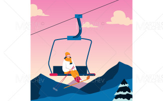 Ski Resort Vector Illustration