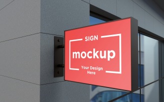 Square Wall Mount Sign Board Mockup Template