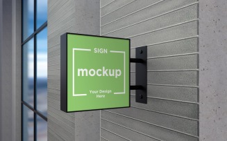 Square Wall Mount Sign Mockup Template