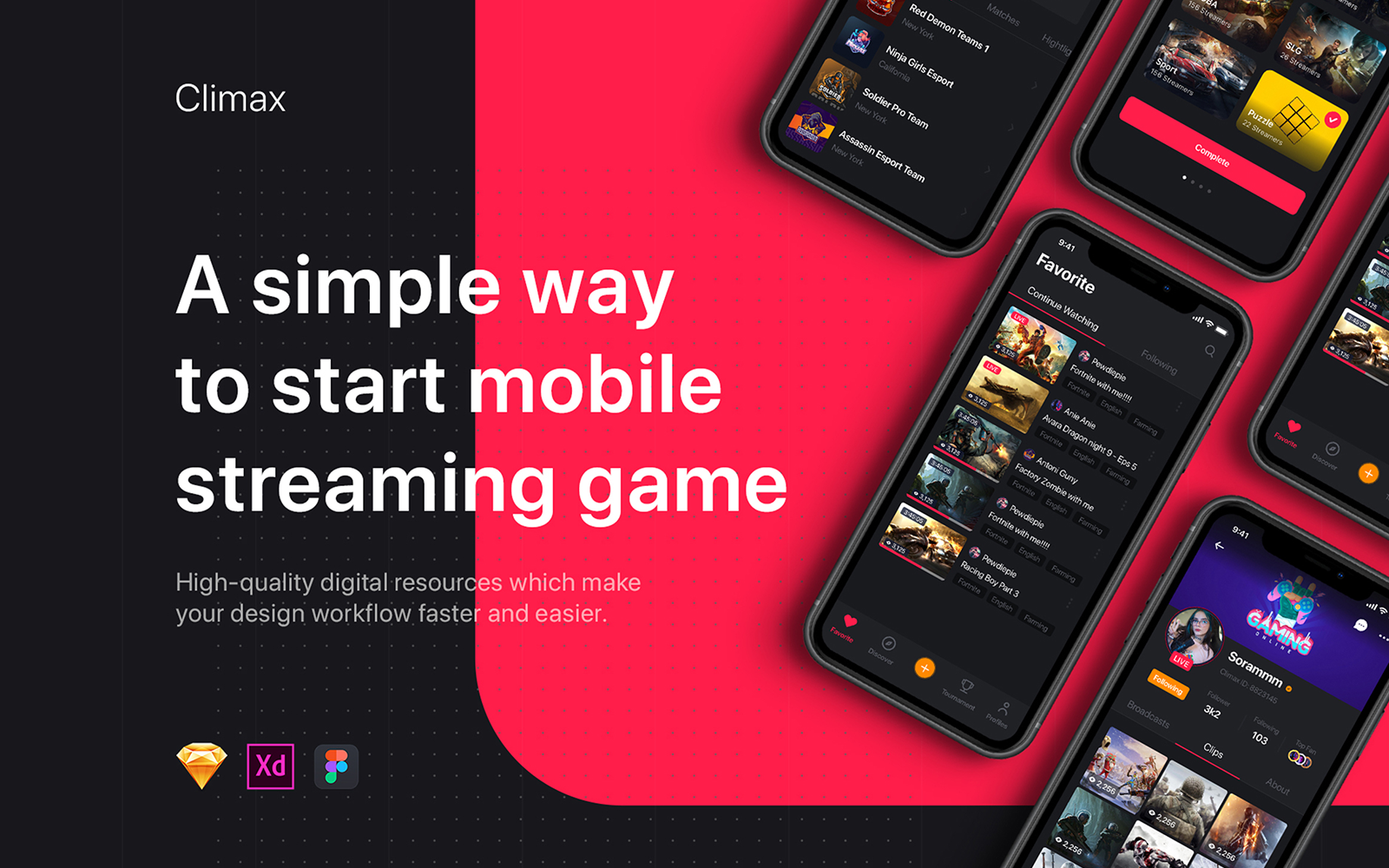 Climax - Live Game Streaming UI Kit