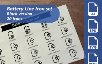 Battery Line Icon Set Template