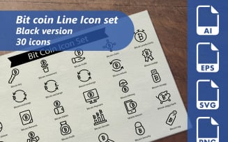 Bit Coin Line Icon Set Template