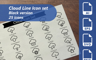 Cloud Line Icon Set Template
