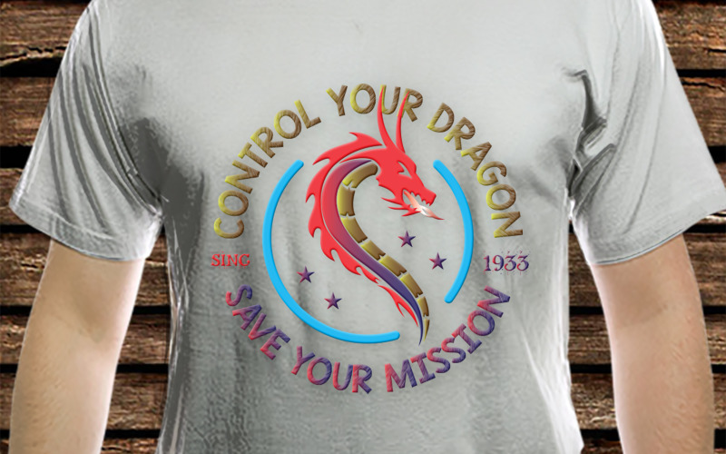 Dragon Art T-Shirt Design Template T-shirt