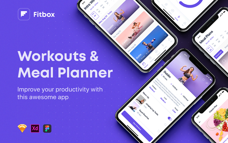 Fitbox - Workouts & Meal Planner UI Kit UI Element