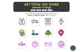 Total 105 Internet of Things Icons - 35 Kinds of Icon with 3 Style